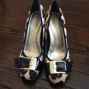 Animal print wedge heels